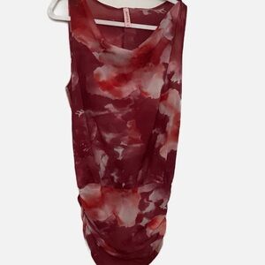 Sweet Pea Ruched Red and White Sleeveless Tank Top